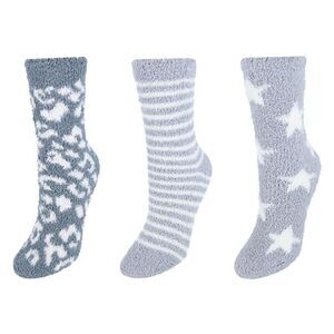 CTM Women's Fuzzy and Cozy Pattern Socks (Pack of 3)